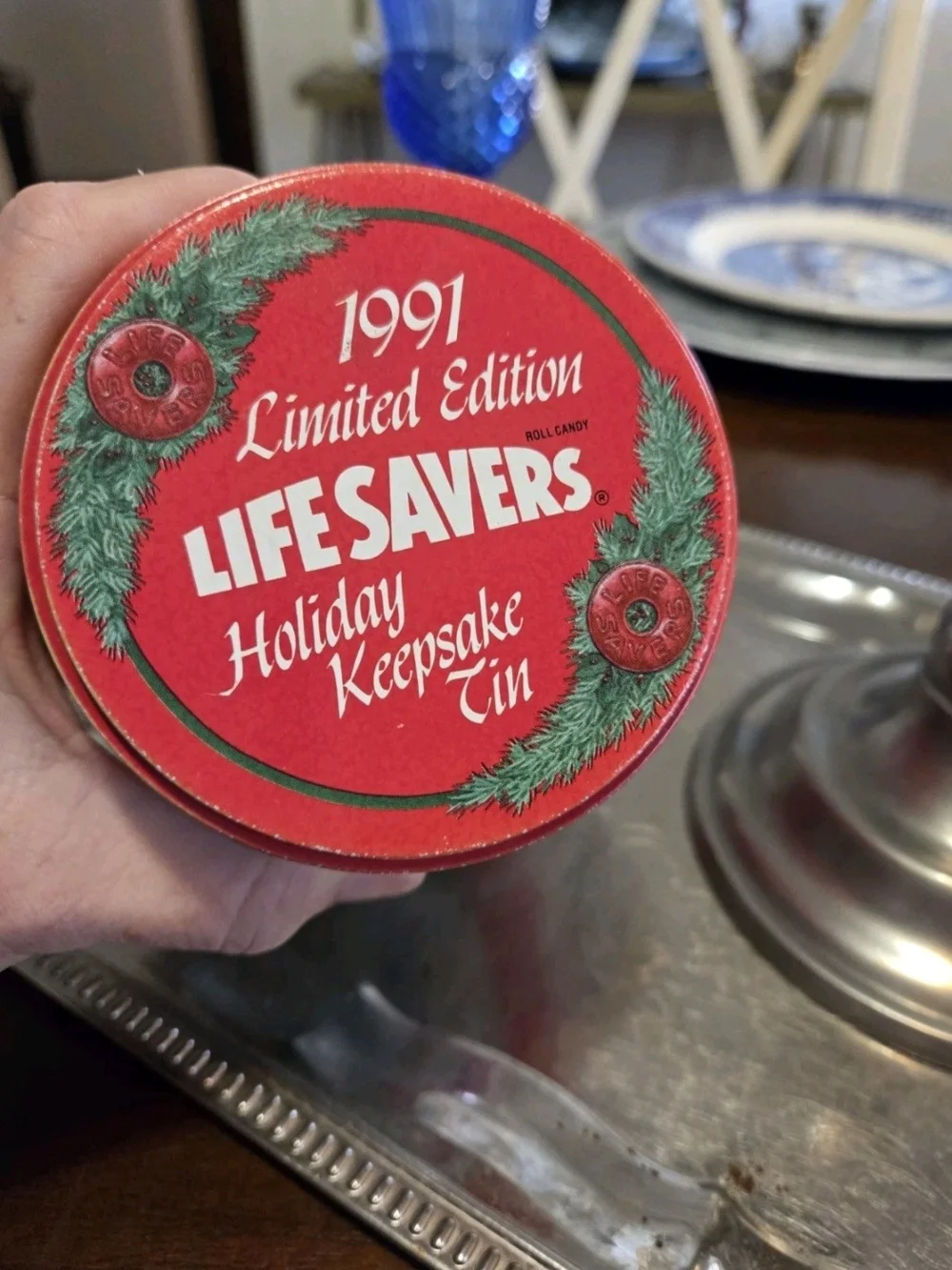 1991 Life Savers Limited Edition Christmas Holiday Keepsake Tin Vintage Red